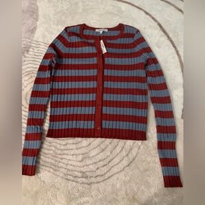 Madewell Striped Red/Blue button down Sweater Size S